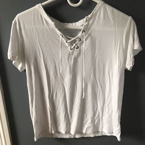 Lace Up White Tee